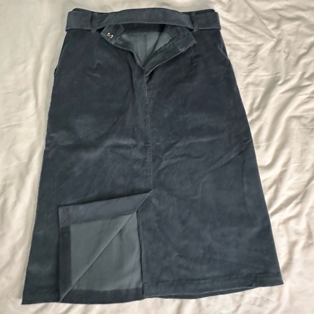 Laurèl Teal Corduroy Midi Skirt with Belt, Pockets, High Waist, Size 77 (US M/L) - Picture 8 of 10